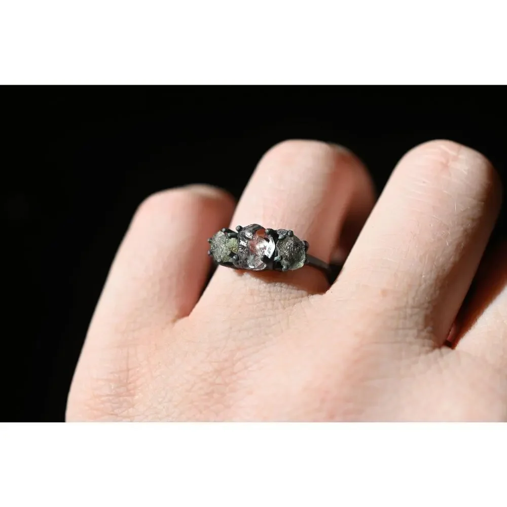 Unique Engagement Ring Raw Diamond Ring Raw Sapphire Ring